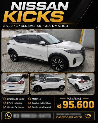 NISSAN KICKS 1.6 16V FLEXSTART EXCLUSIVE XTRONIC NISSAN KICKS 1.6 16V FLEXSTART EXCLUSIVE XTRONIC